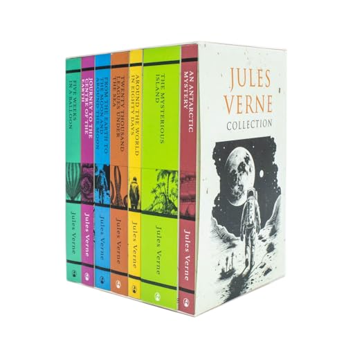 Jules Verne 7 Books Set Collection: (Journey to the Centre of the Earth, Around the World in Eighty Days, The Mysterious Island, Five Weeks in a Balloon)